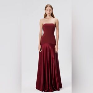Aura Burgundy Strapless Gown